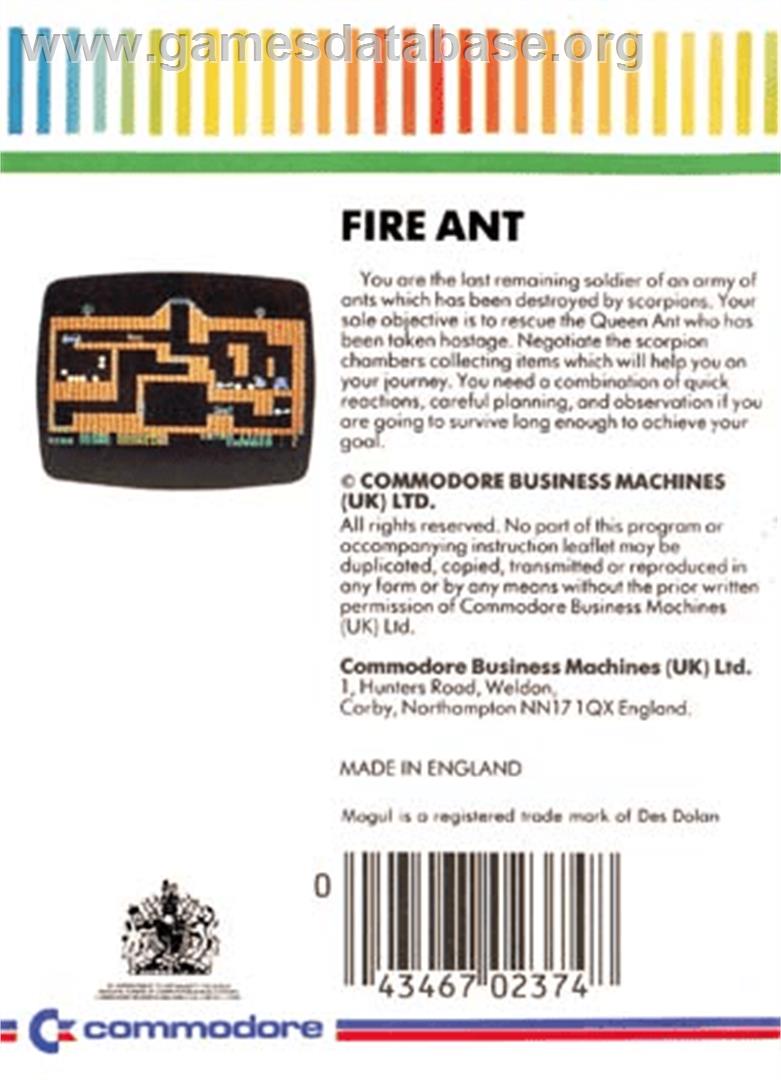 Fire Ant - Commodore Plus 4 - Artwork - Box Back