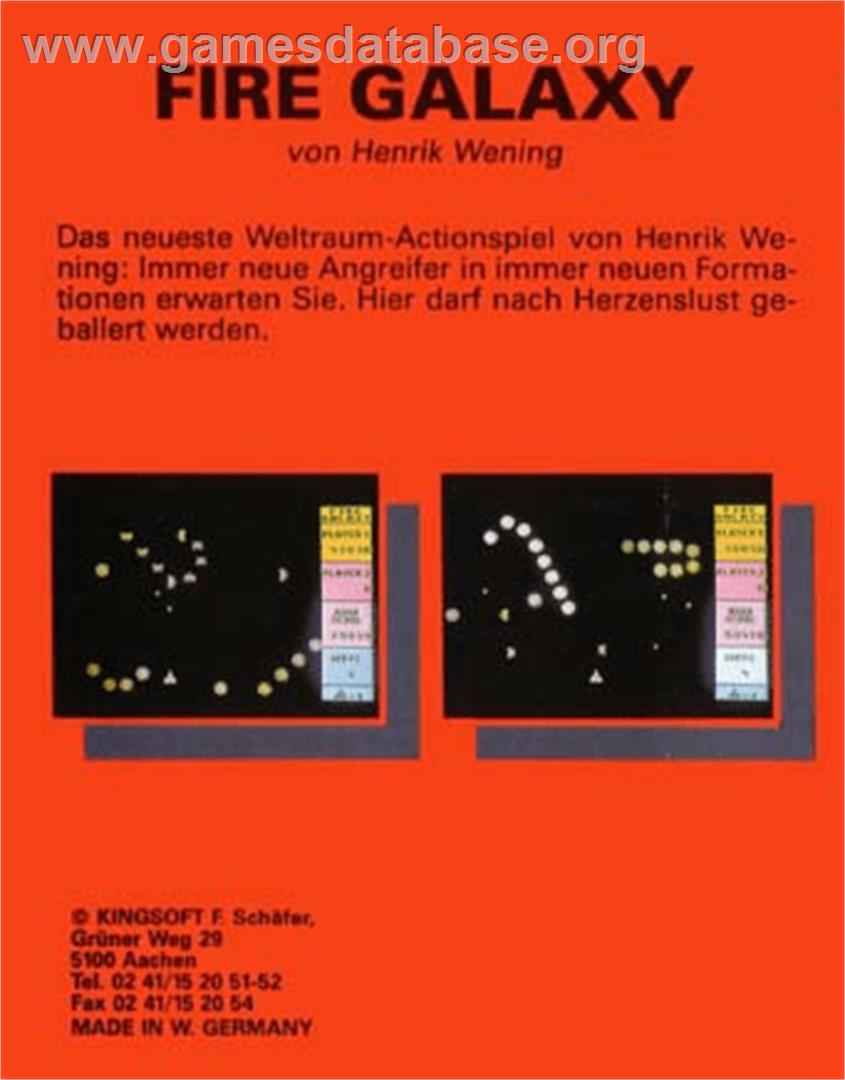 Fire Galaxy - Commodore Plus 4 - Artwork - Box Back