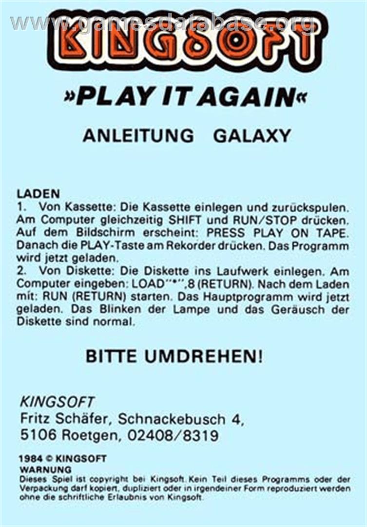 Galaxy - Commodore Plus 4 - Artwork - Box Back