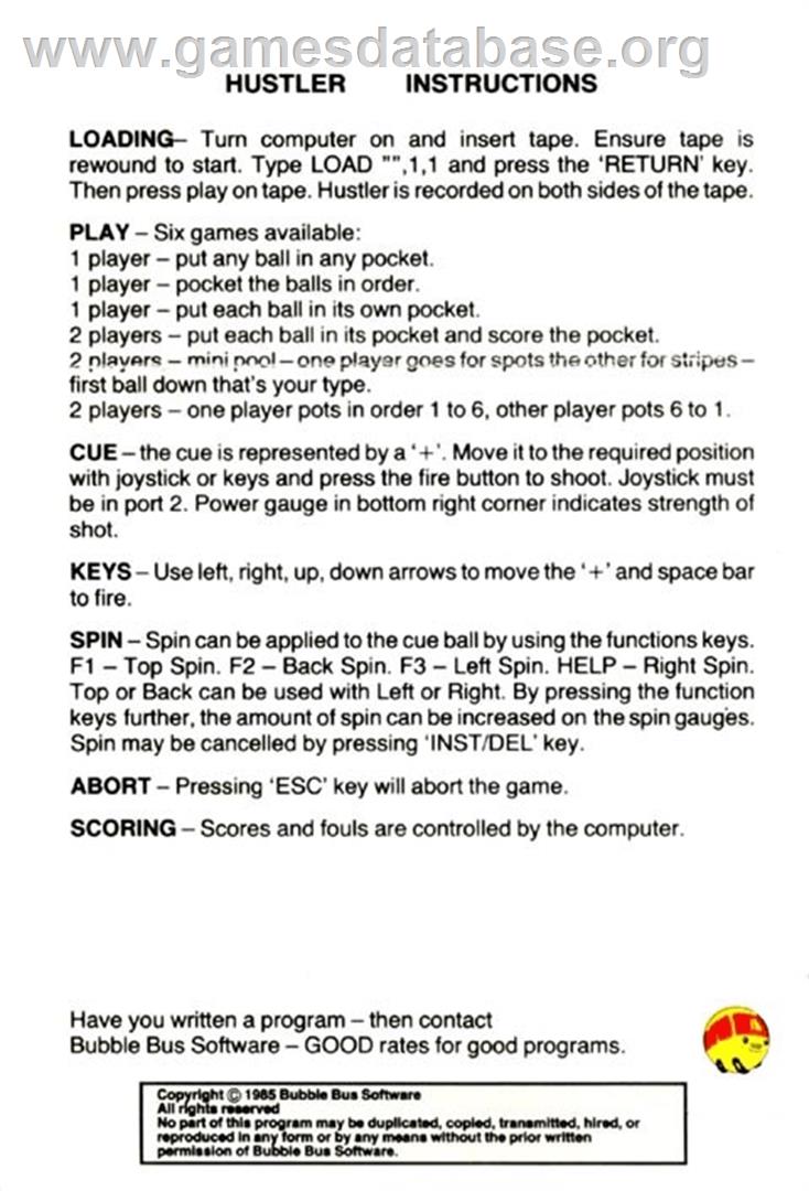 Hustler - Commodore Plus 4 - Artwork - Box Back