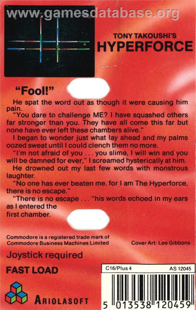 Hyperforce - Commodore Plus 4 - Artwork - Box Back
