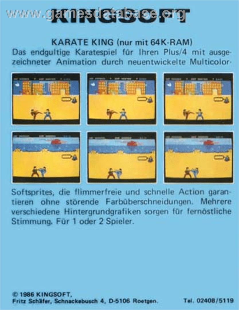 Karate King - Commodore Plus 4 - Artwork - Box Back