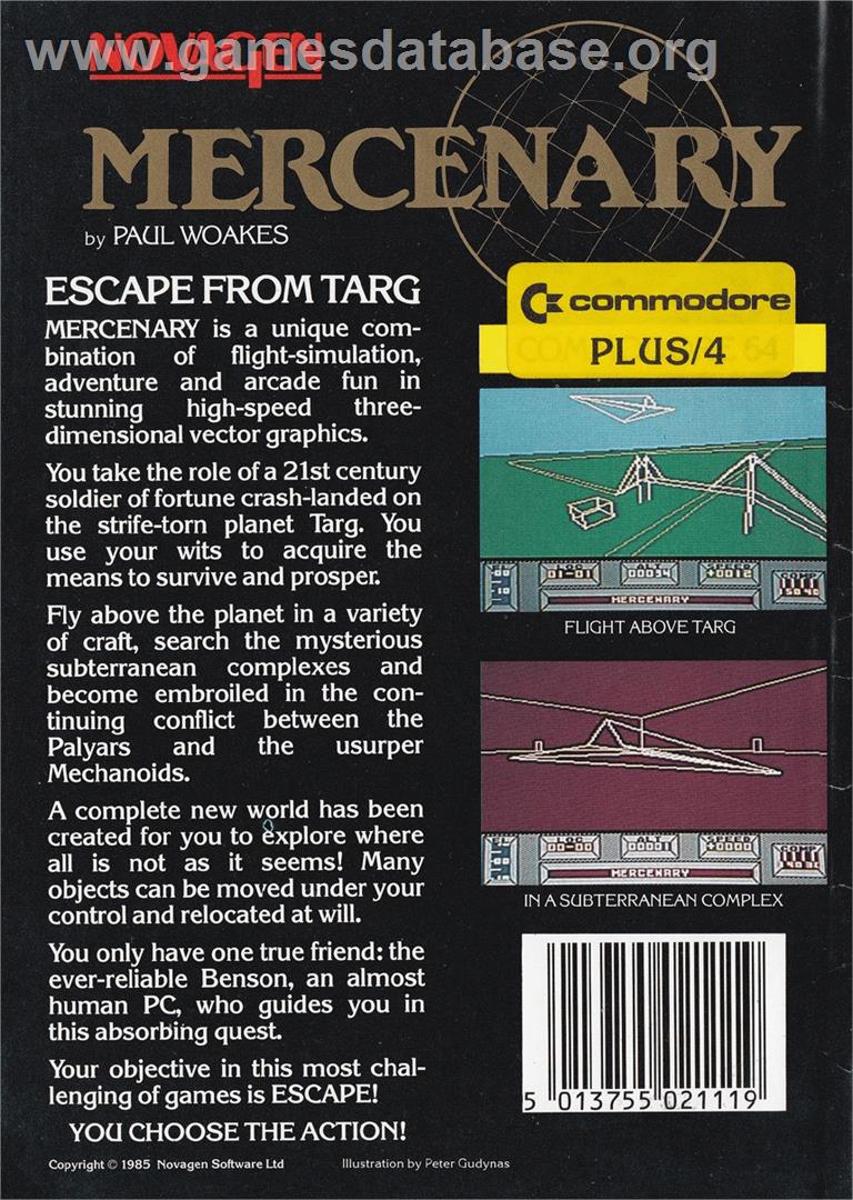 Mercenary - Commodore Plus 4 - Artwork - Box Back