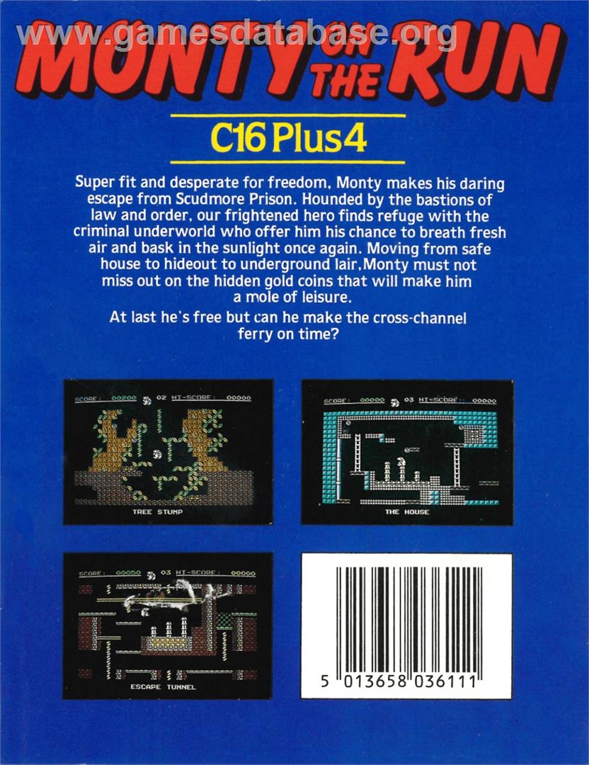 Monty On The Run - Commodore Plus 4 - Artwork - Box Back