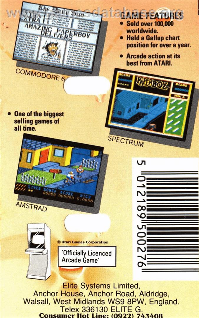 Paperboy - Commodore Plus 4 - Artwork - Box Back