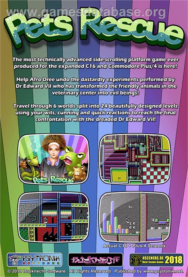 Pets Rescue - Commodore Plus 4 - Artwork - Box Back