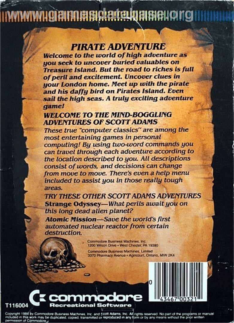 Pirate Adventure - Commodore Plus 4 - Artwork - Box Back