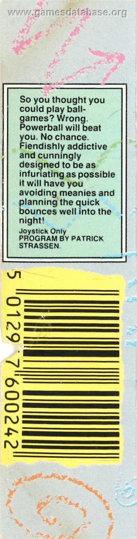 Powerball - Commodore Plus 4 - Artwork - Box Back