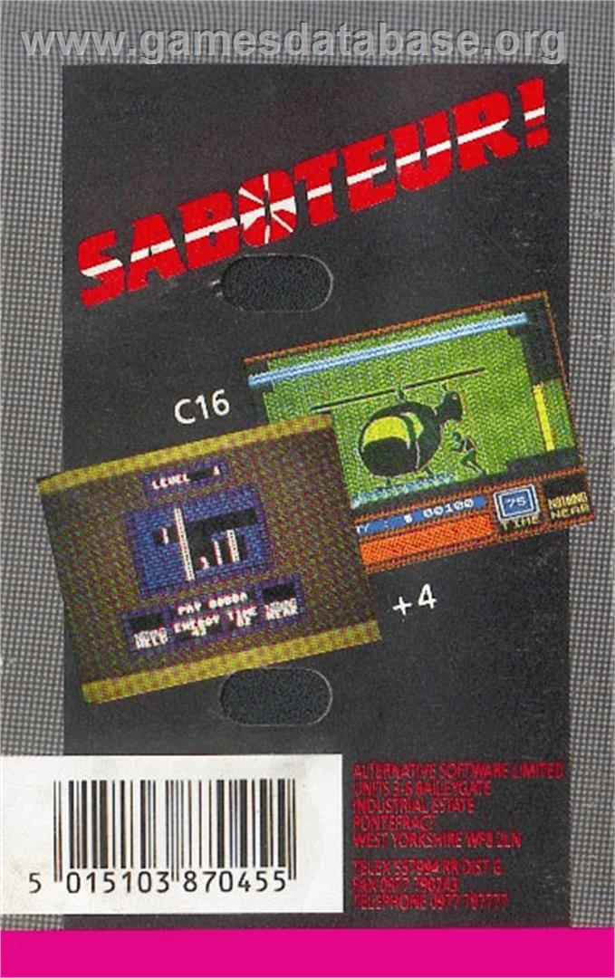 Saboteur - Commodore Plus 4 - Artwork - Box Back