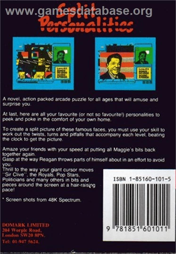 Split Personalities - Commodore Plus 4 - Artwork - Box Back