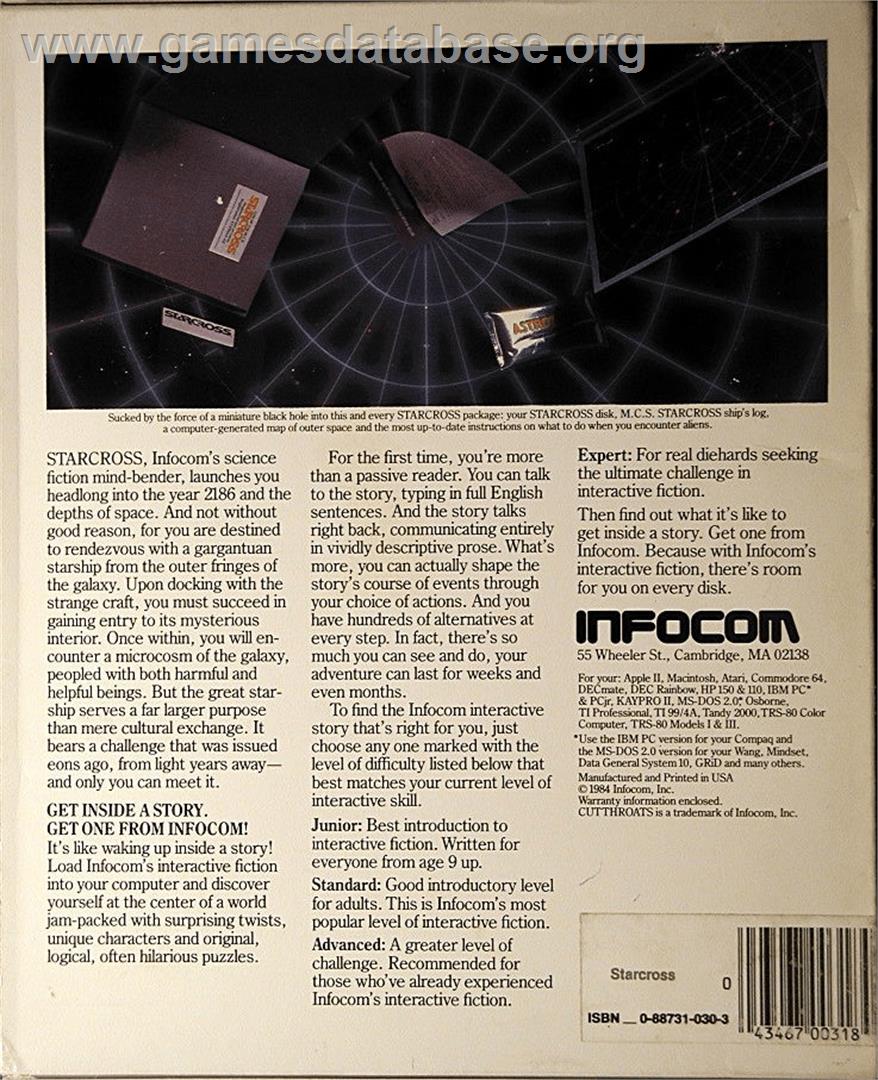 Starcross - Commodore Plus 4 - Artwork - Box Back