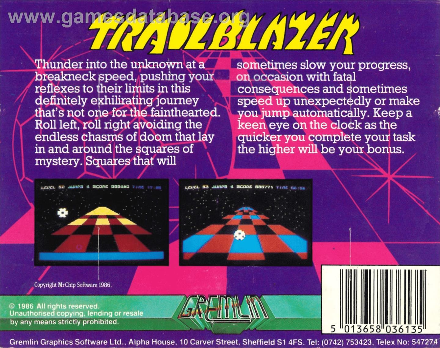 Trailblazer - Commodore Plus 4 - Artwork - Box Back