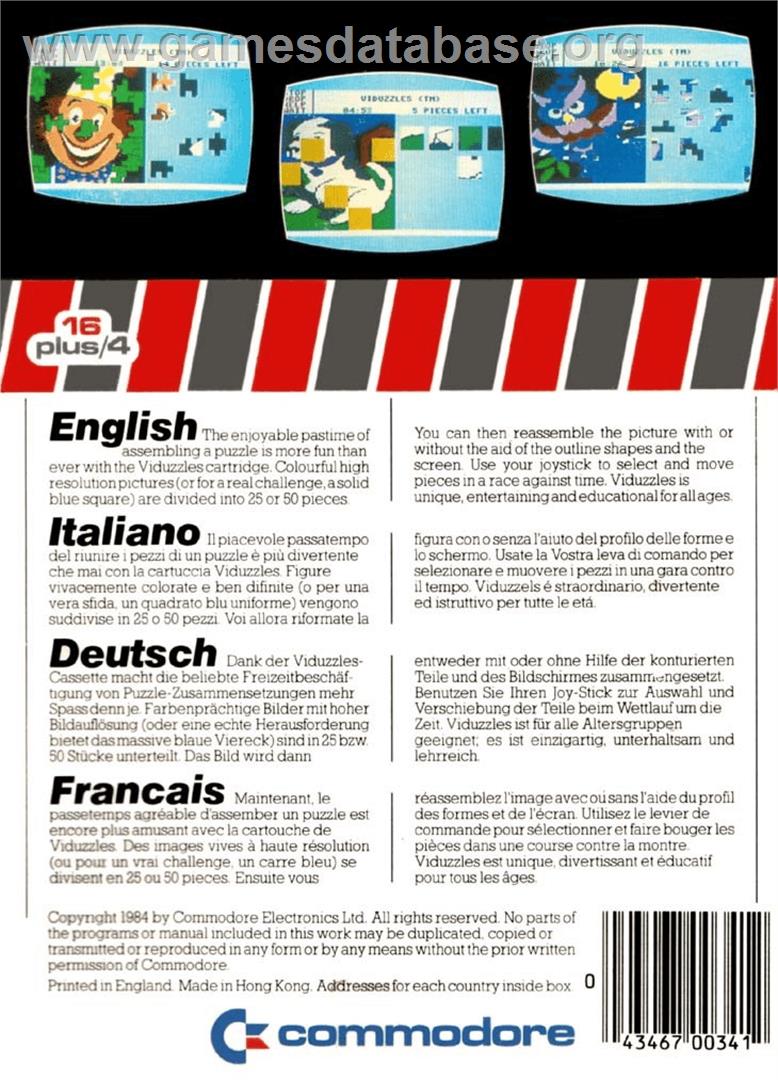 Viduzzles - Commodore Plus 4 - Artwork - Box Back