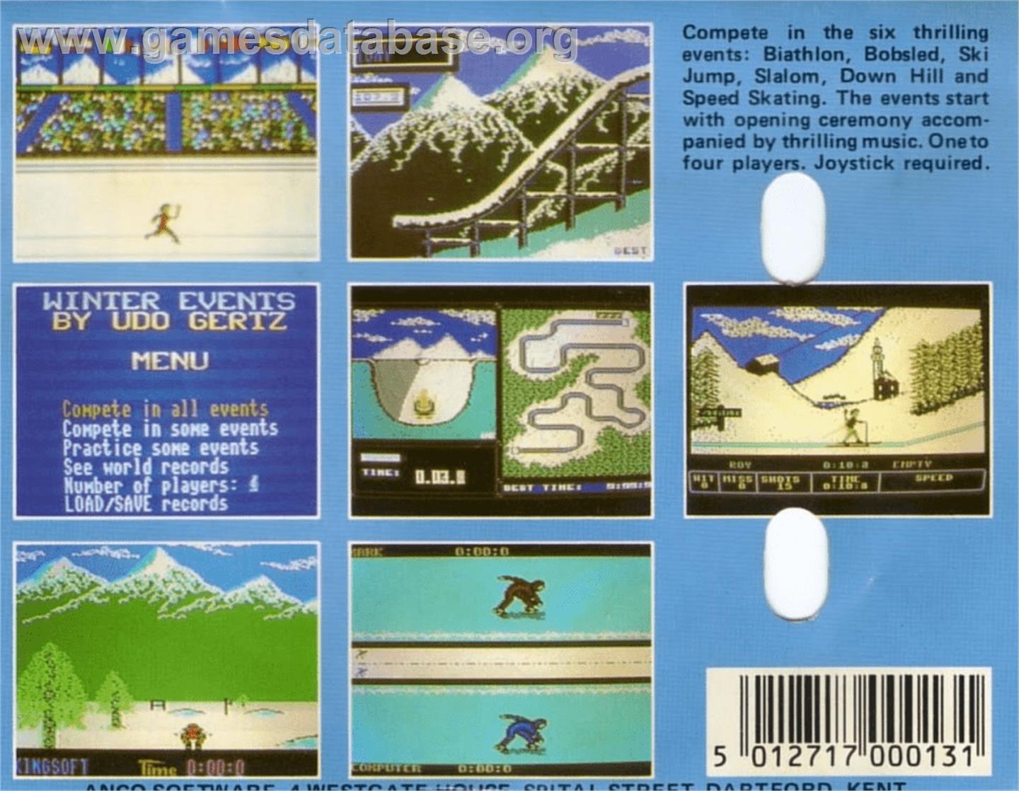 Winter Events - Commodore Plus 4 - Artwork - Box Back