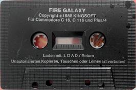 Cartridge artwork for Fire Galaxy on the Commodore Plus 4.