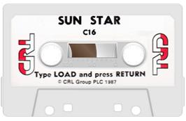Cartridge artwork for Sun Star on the Commodore Plus 4.