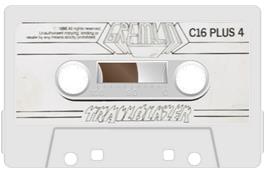 Cartridge artwork for Trailblazer on the Commodore Plus 4.