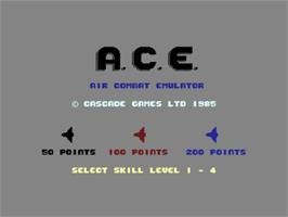 Title screen of Ace - Air Combat Emulator on the Commodore Plus 4.