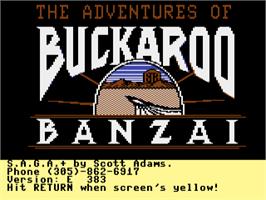Title screen of Adventures of Buckaroo Banzai, The - Across the 8th Dimension! on the Commodore Plus 4.
