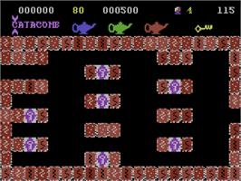 Title screen of Cuthbert Enters the Tombs of Doom on the Commodore Plus 4.