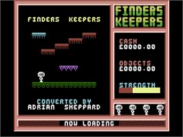 Title screen of Finders Keepers on the Commodore Plus 4.