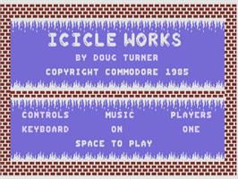 Title screen of Icicle Works on the Commodore Plus 4.