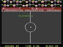Title screen of Indoor Soccer on the Commodore Plus 4.