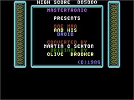 Title screen of One Man And His Droid on the Commodore Plus 4.