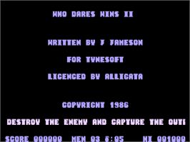 Title screen of Who Dares Wins 2 on the Commodore Plus 4.