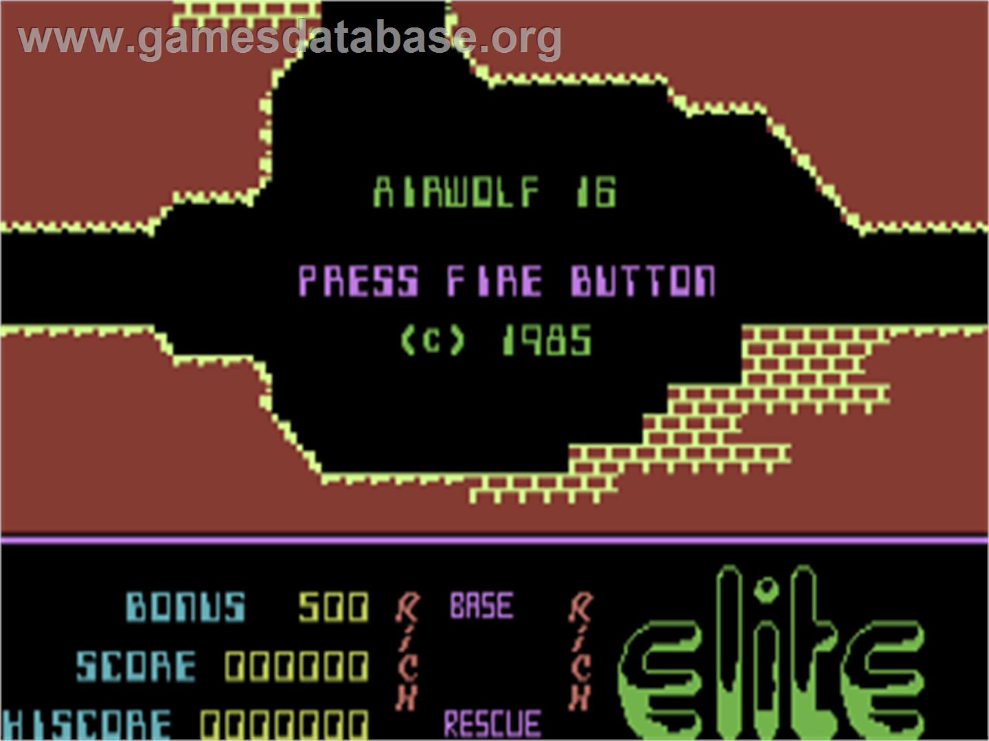Airwolf - Commodore Plus 4 - Artwork - Title Screen