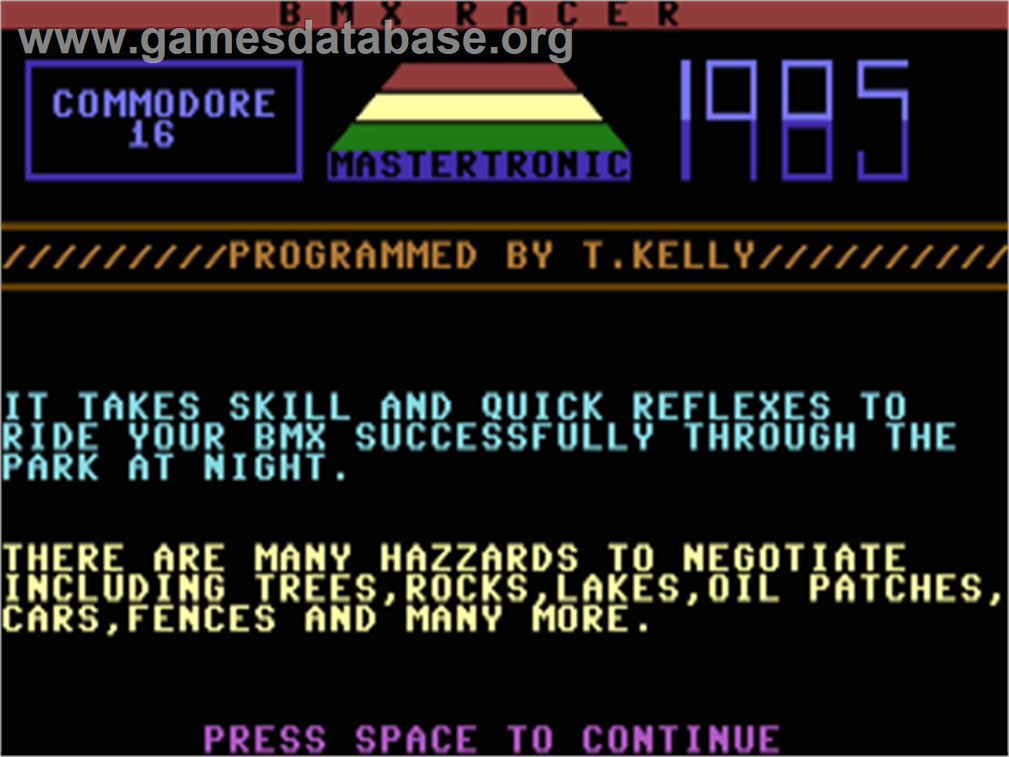 Bmx Racers - Commodore Plus 4 - Artwork - Title Screen