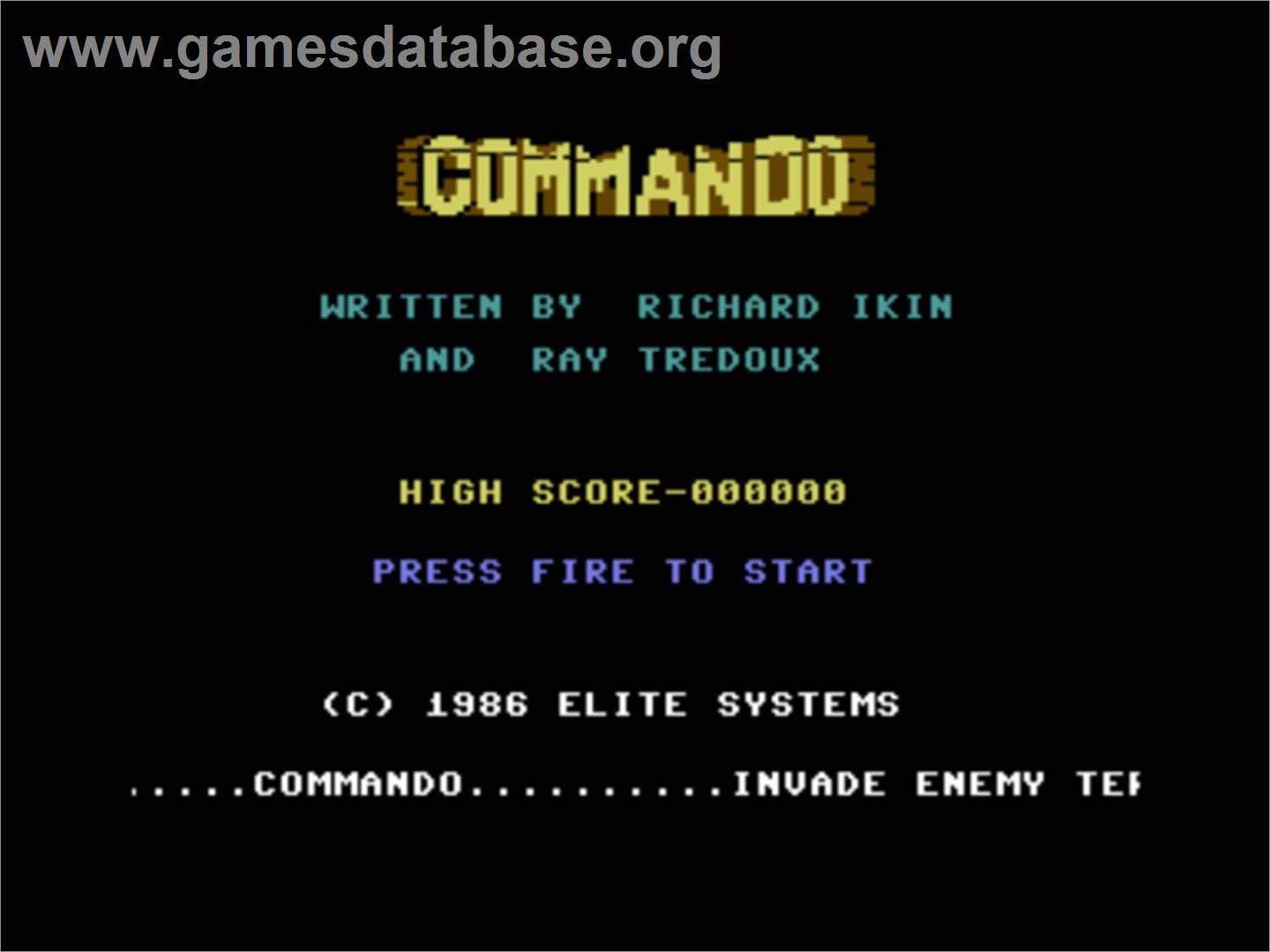 Commando - Commodore Plus 4 - Artwork - Title Screen