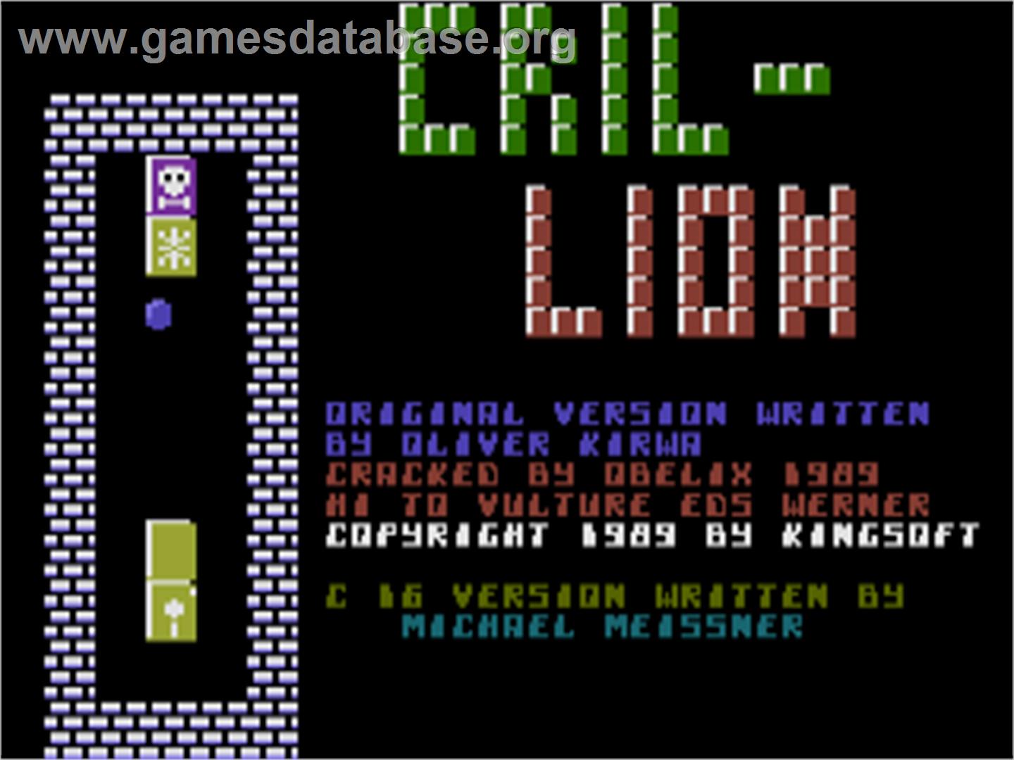 Crillion - Commodore Plus 4 - Artwork - Title Screen