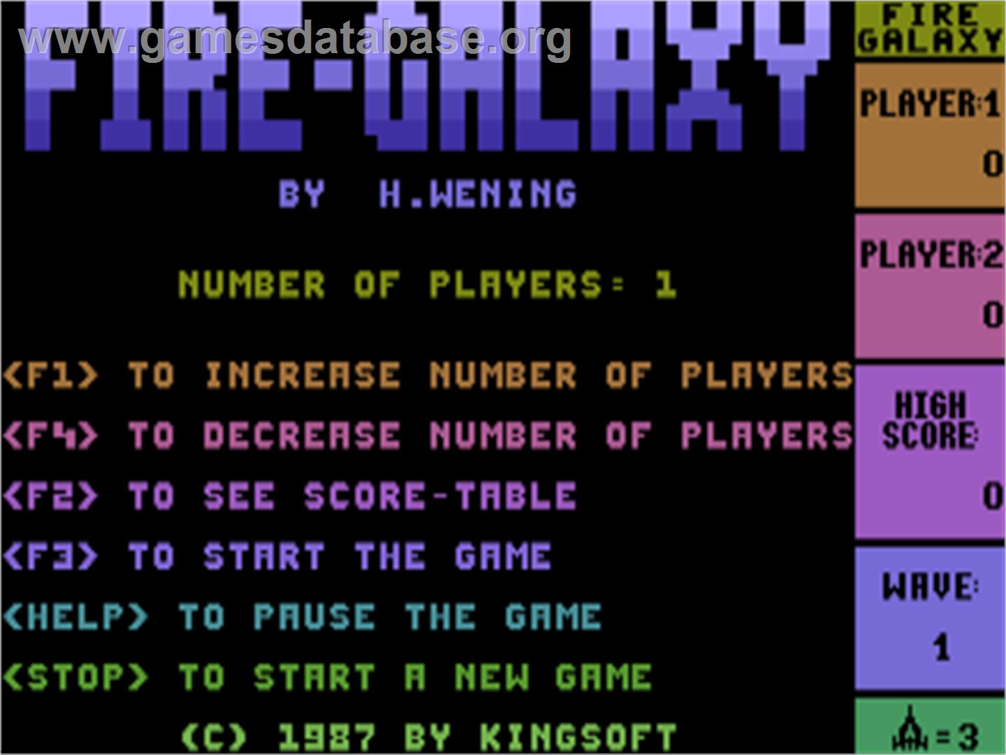 Fire Galaxy - Commodore Plus 4 - Artwork - Title Screen