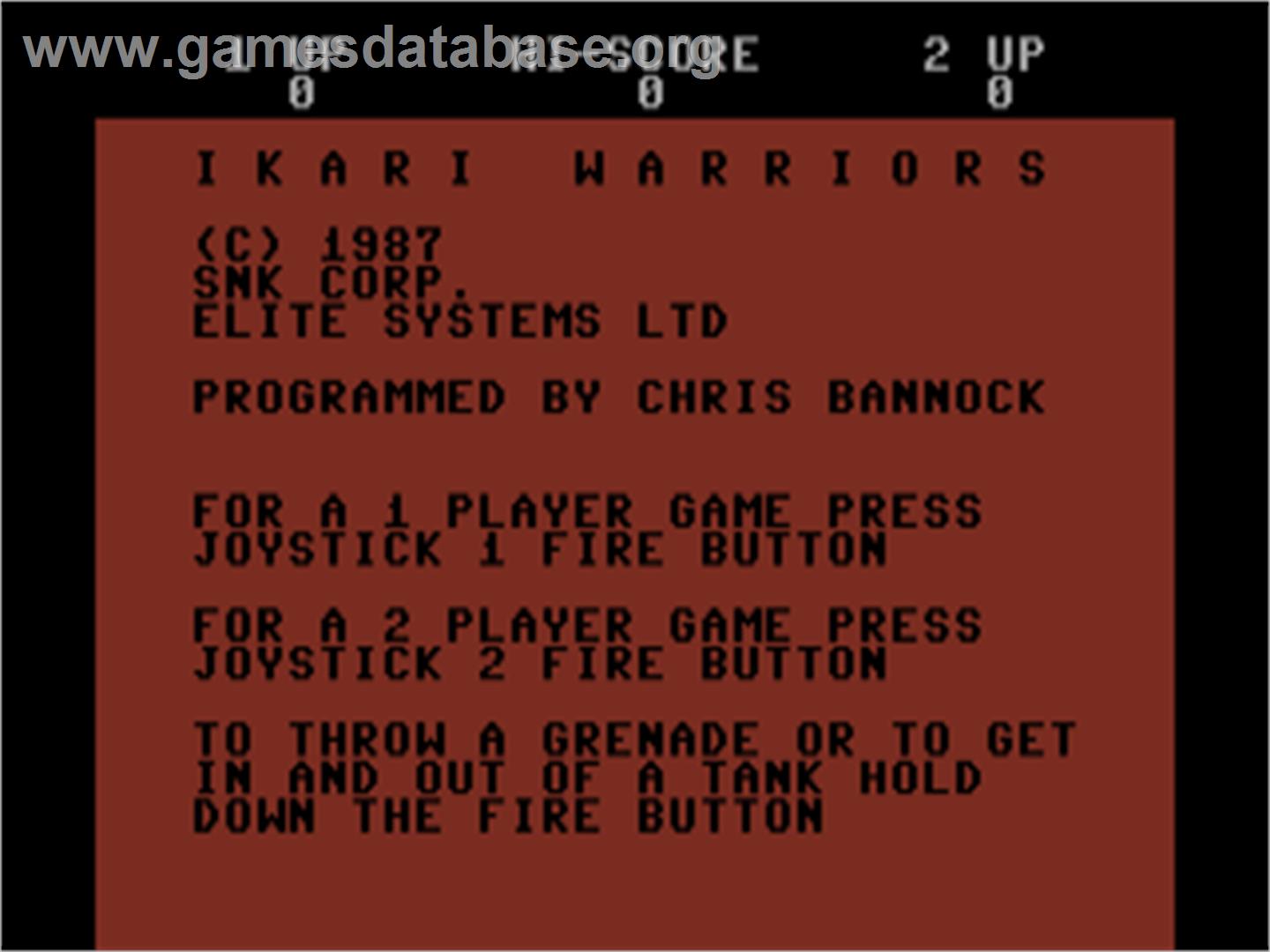Ikari Warriors - Commodore Plus 4 - Artwork - Title Screen