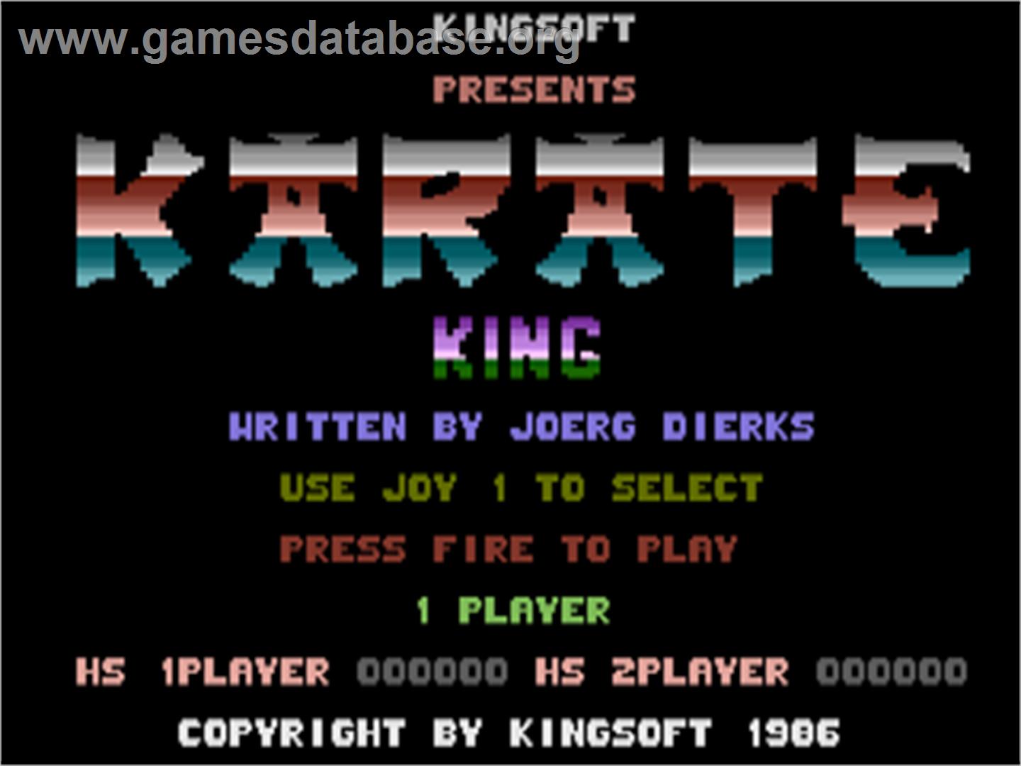 Karate King - Commodore Plus 4 - Artwork - Title Screen
