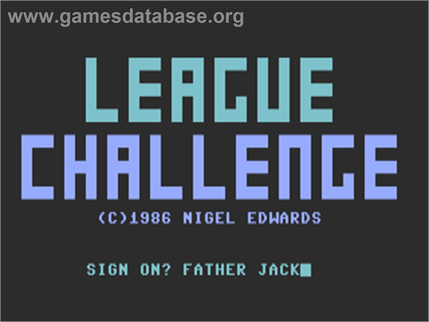 League Challenge - Commodore Plus 4 - Artwork - Title Screen