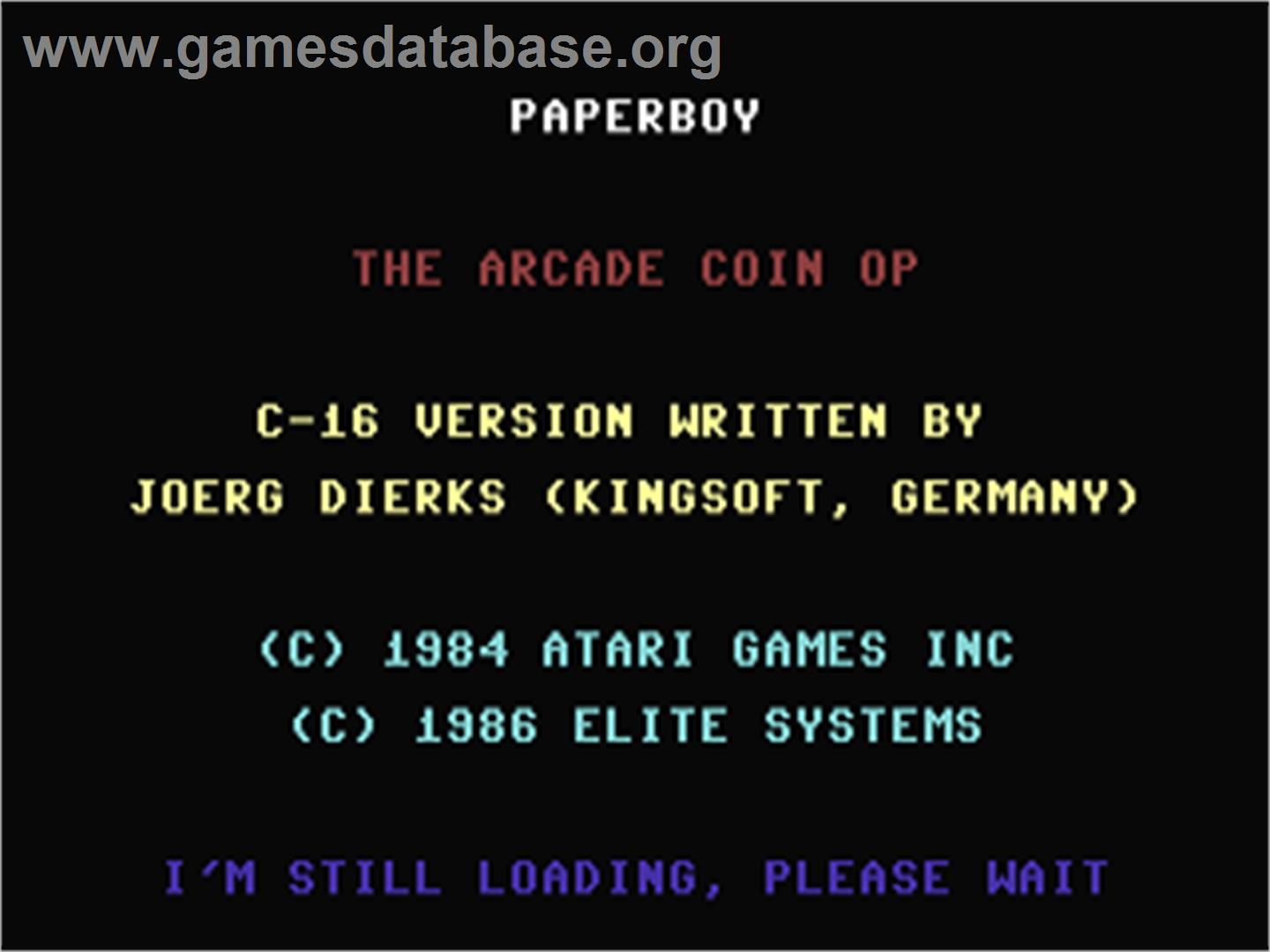 Paperboy - Commodore Plus 4 - Artwork - Title Screen