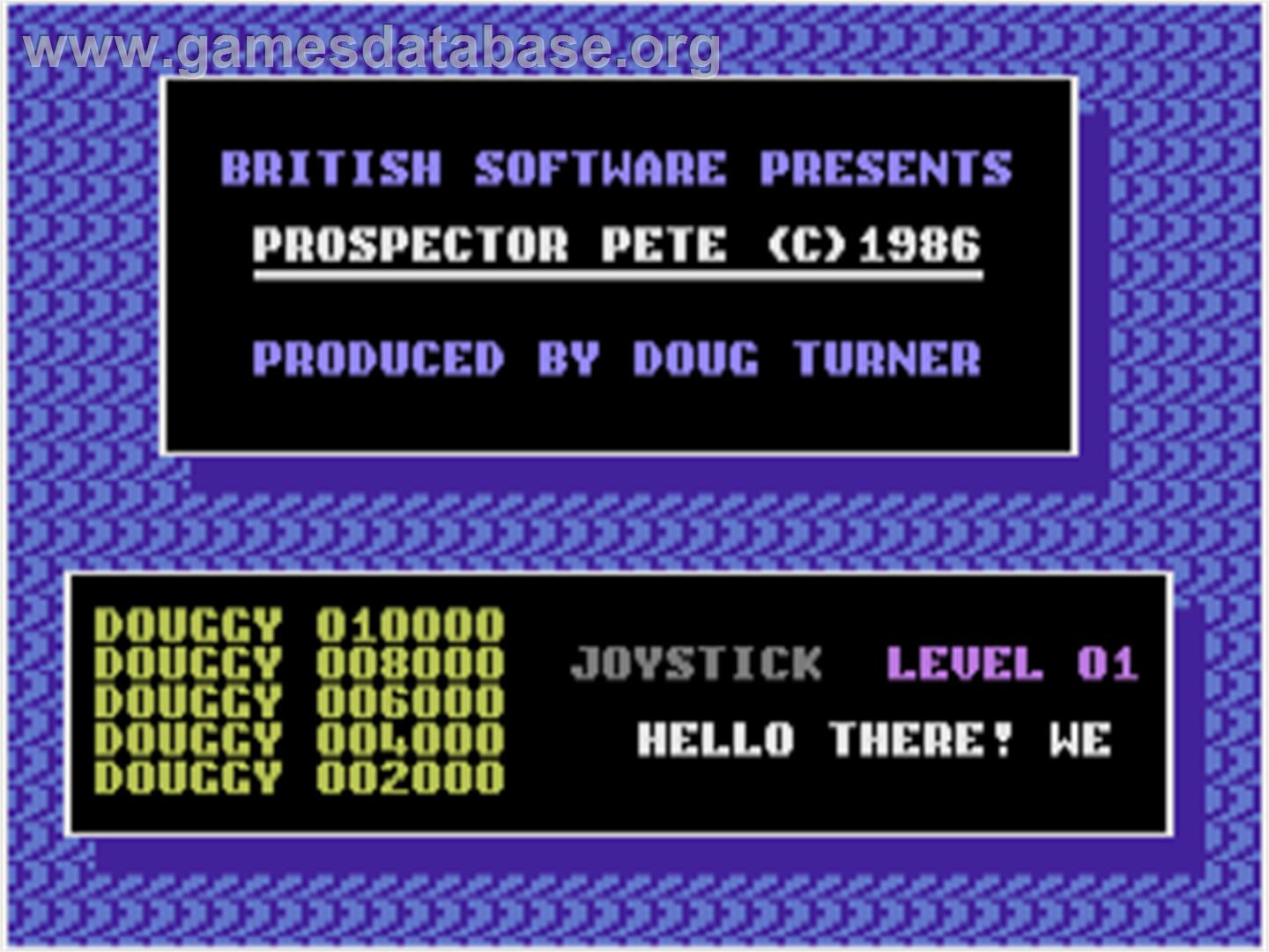 Prospector Pete - Commodore Plus 4 - Artwork - Title Screen