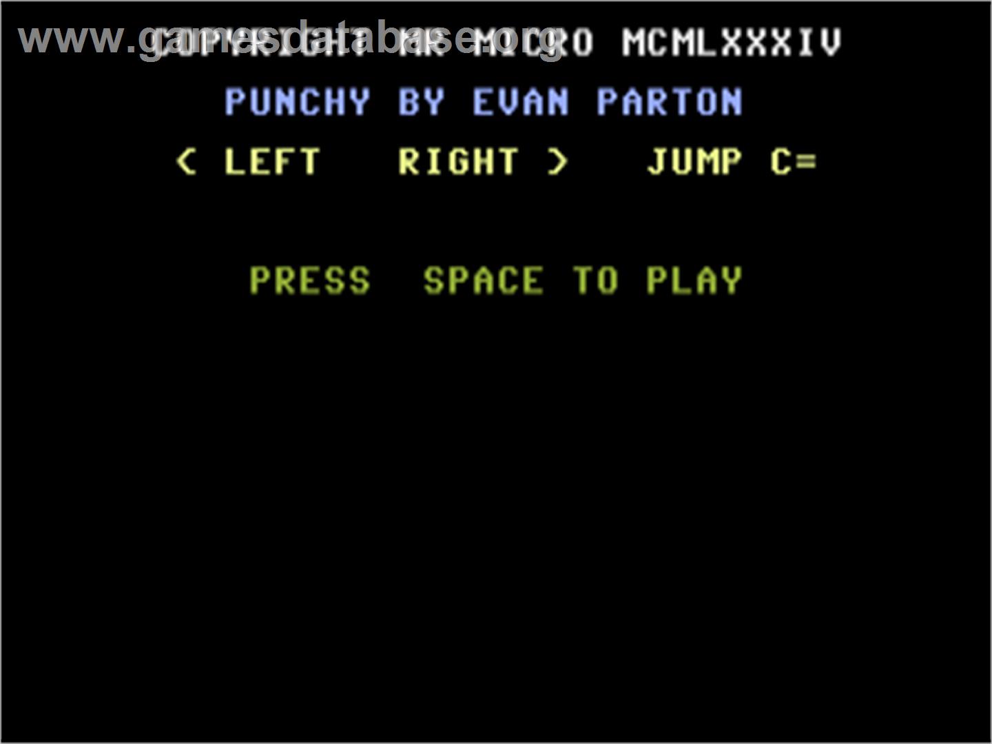 Punchy - Commodore Plus 4 - Artwork - Title Screen