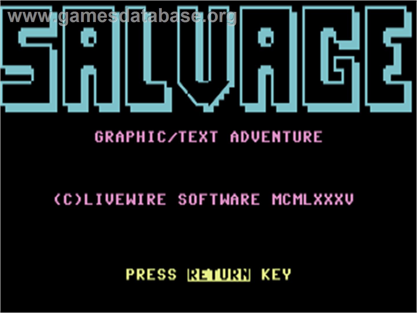 Salvage - Commodore Plus 4 - Artwork - Title Screen