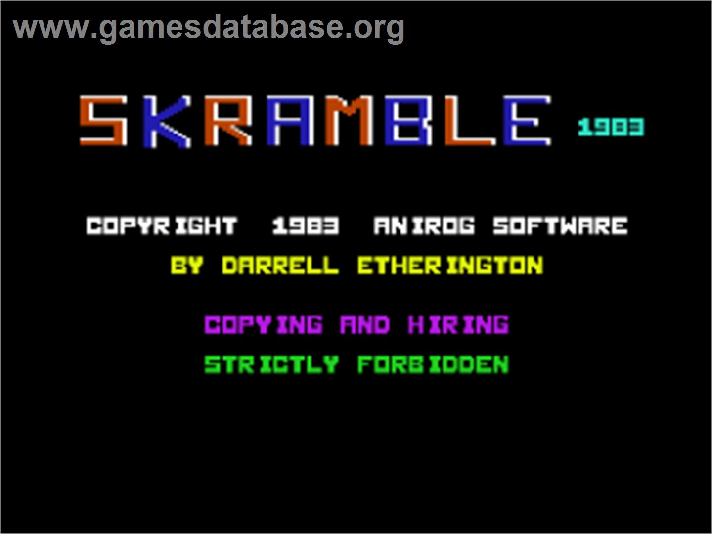 Skramble - Commodore Plus 4 - Artwork - Title Screen