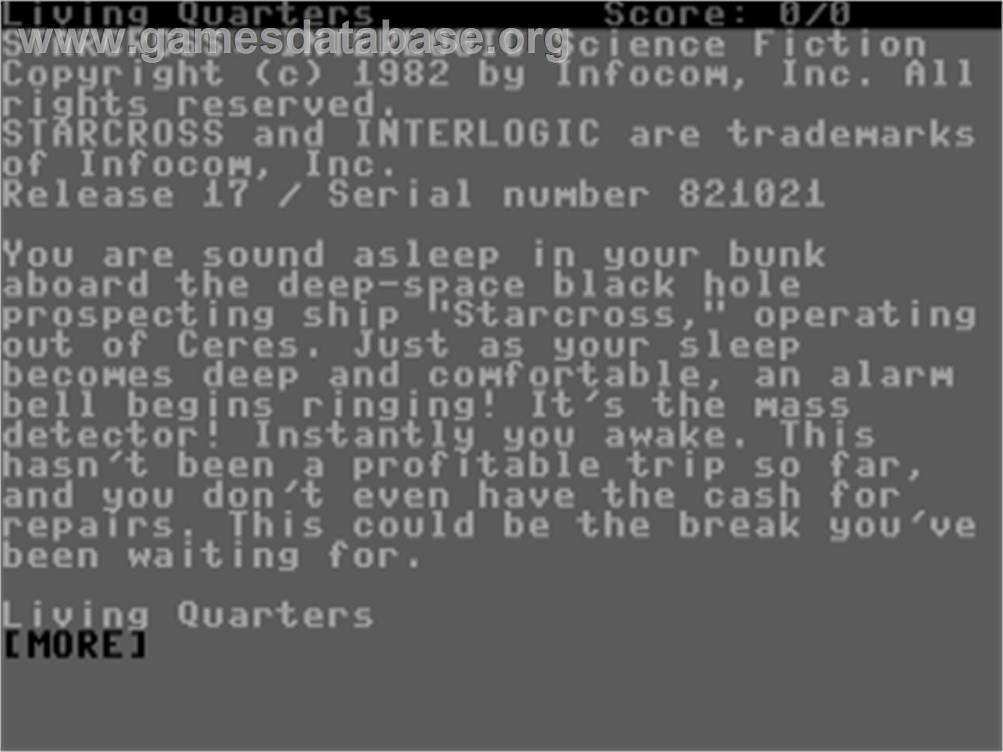 Starcross - Commodore Plus 4 - Artwork - Title Screen