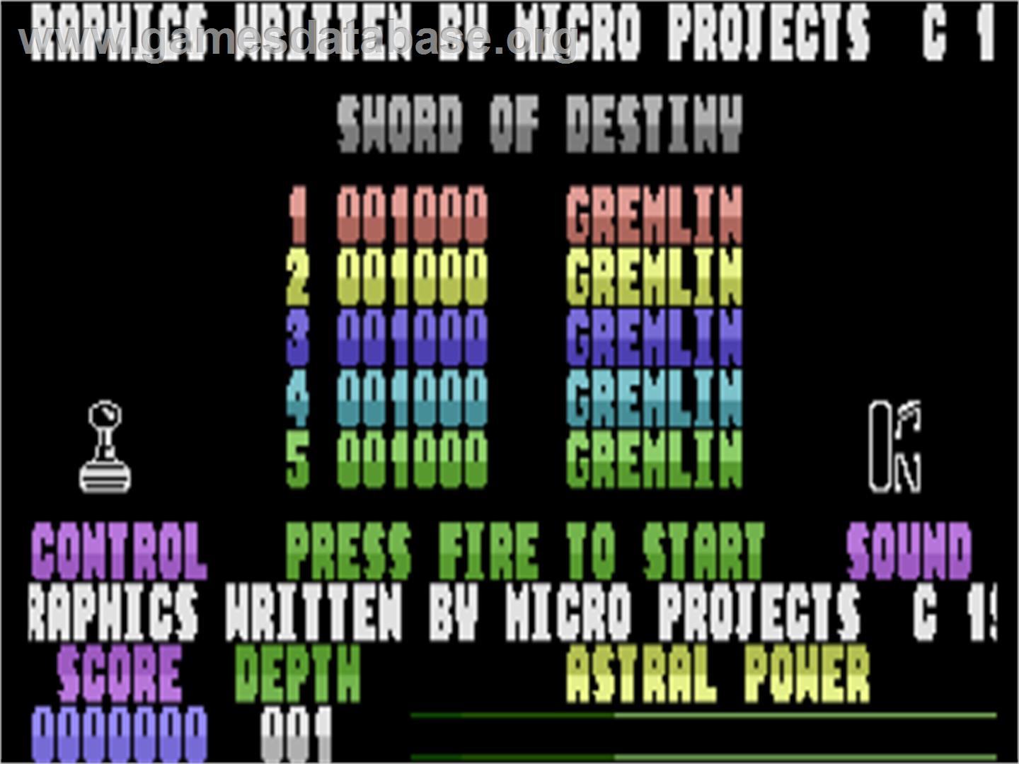 Sword Of Destiny - Commodore Plus 4 - Artwork - Title Screen