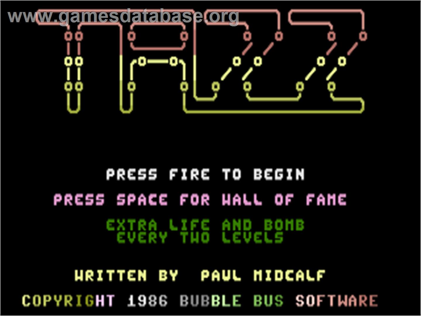 Tazz - Commodore Plus 4 - Artwork - Title Screen