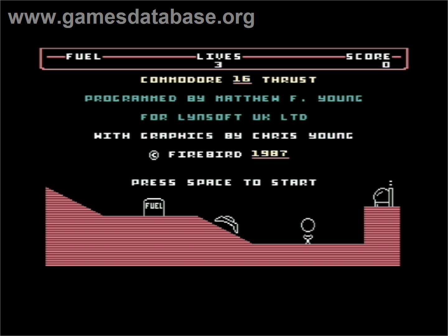 Thrust - Commodore Plus 4 - Artwork - Title Screen