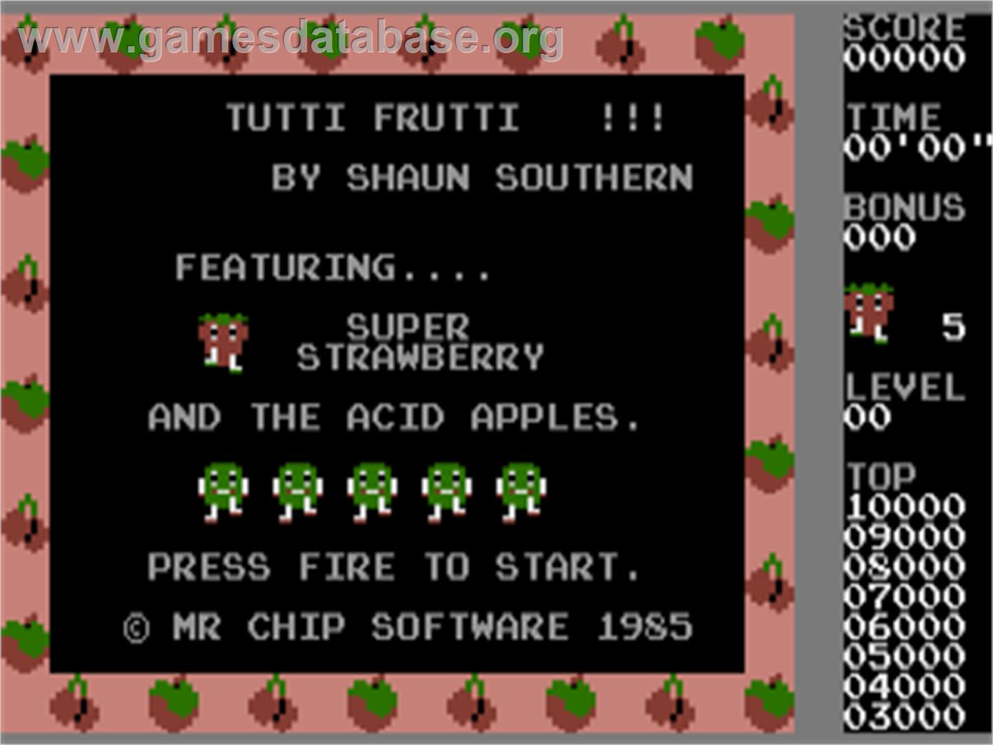 Tutti Frutti - Commodore Plus 4 - Artwork - Title Screen