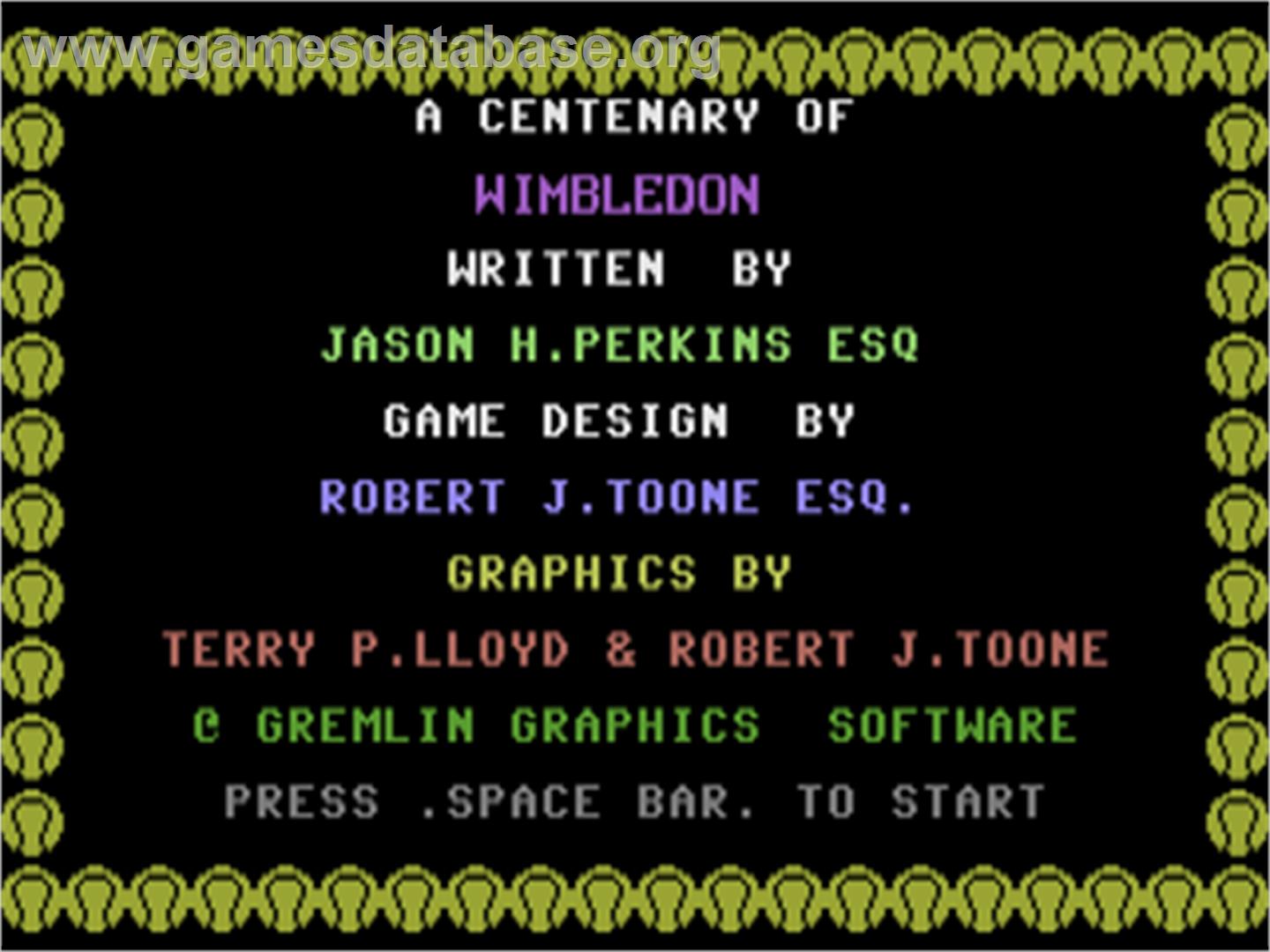 Wimbledon - Commodore Plus 4 - Artwork - Title Screen