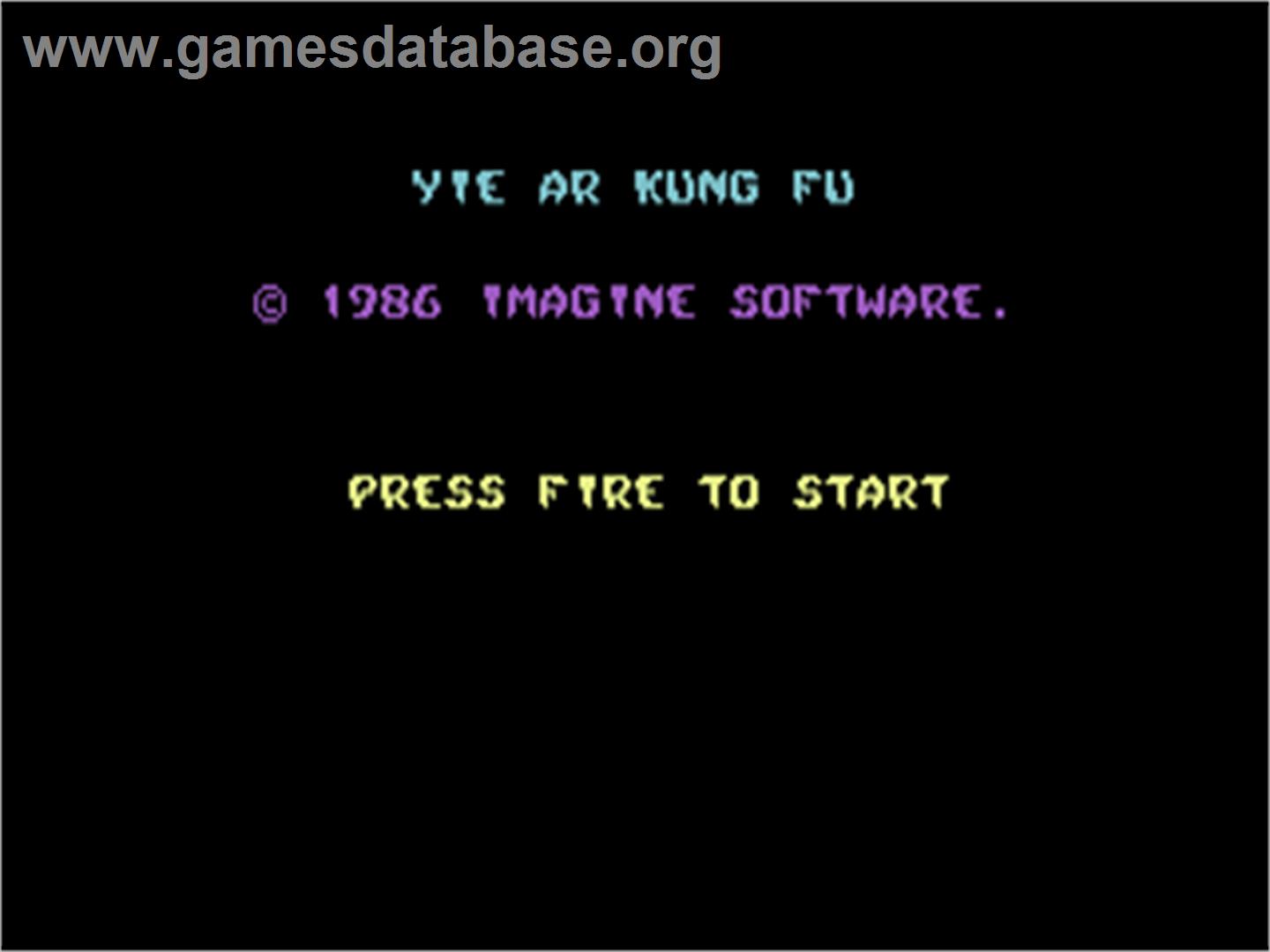 Yie Ar Kung-Fu - Commodore Plus 4 - Artwork - Title Screen