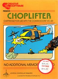 Box cover for Choplifter on the Commodore VIC-20.
